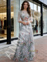 Shop 2026 ANNAKOO Long Sleeve Gray Floral Tulle A Line Prom Dress Under 169