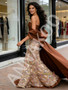 Shop 2026 ANNAKOO Brown Detachable Train Off The Shoulder Sheath Column Prom Dress Under 189