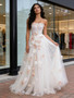 Shop 2026 ANNAKOO Strapless Ruffles Tulle Champagne Flower A Line Prom Dress Under 149