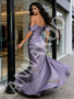 Shop 2026 ANNAKOO Purple Off The Shoulder Satin Trumpet Mermaid Ruched Prom Dress Under 139