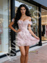 Shop 2026 ANNAKOO Off The Shoulder Pink Short Mini Flower Prom Homecoming Dress Under 149