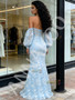 Shop 2026 ANNAKOO Lace Trumpet Mermaid Sweetheart Long Sleeves Blue Prom Dress Under 189