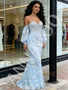 Shop 2026 ANNAKOO Lace Trumpet Mermaid Sweetheart Long Sleeves Blue Prom Dress Under 189