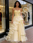 Shop 2026 ANNAKOO  Yellow Spaghetti Straps Tulle A Line Beading Prom Dress Under 189