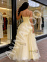 Shop 2026 ANNAKOO  Yellow Spaghetti Straps Tulle A Line Beading Prom Dress Under 189