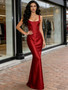 Shop 2026 ANNAKOO Burgundy V Neck Satin Trumpet Mermaid Prom Dress Under 139