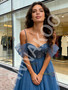 Shop 2026 ANNAKOO Blue A Line Spaghetti Straps Tulle Beading Prom Dress Under 199