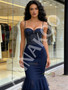 Shop 2026 ANNAKOO Trumpet Mermaid Tulle Spaghetti Straps Navy Blue Beading Prom Dress Under 229