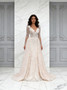 Shop 2026 ANNAKOO V Neck Beading Champagne Tulle Long Sleeves A Line Wedding Dress Under 289