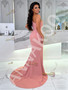 Shop 2026 ANNAKOO One Shoulder Pink Satin Trumpet Mermaid Prom Dress With Slit Under 169