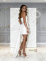 Shop 2026 ANNAKOO Strapless Satin Short Mini White Wedding Dress With Train Under 159