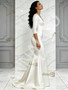 Shop 2026 ANNAKOO V Neck Satin Trumpet Mermaid Ivory Half Sleeve Wedding Dress Under 189