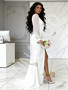 Shop 2026 ANNAKOO Chiffon Long Sleeves V Neck Ruched White Wedding Dress With Slit Under 179