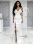 Shop 2026 ANNAKOO Spaghetti Straps Satin A Line Bow A Line Wedding Dress With Slit Under 189