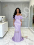 Shop 2026 ANNAKOO Lavender Off The Shoulder Satin Trumpet Mermaid Prom Dress Under 189