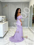 Shop 2026 ANNAKOO Lavender Off The Shoulder Satin Trumpet Mermaid Prom Dress Under 189