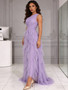Shop 2026 ANNAKOO Purple One Shoulder Tulle Sparkle Ruffles A Line Prom Dress Under 179