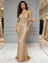 Shop 2025 ANNAKOO Straps Puffy Sleeve Gold Sequin Trumpet Mermaid Prom Dress Under 249