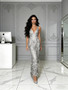 Shop 2026 ANNAKOO V Neck Sheath Column Silver Feather Ankle Length Prom Dress Under 289