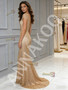 Shop 2026 ANNAKOO Gold Cap Sleeve V Neck Sheath Column Sequin Prom Dress Under 249