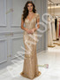 Shop 2026 ANNAKOO Gold Cap Sleeve V Neck Sheath Column Sequin Prom Dress Under 249