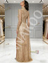 Shop 2026 ANNAKOO High Neck Long Sleeve Gold Sequin Tulle Prom Dress With Slit Under 289
