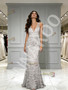 Shop 2026 ANNAKOO V Neck Gray Trumpet Mermaid Flower Tulle Prom Dress Under 249