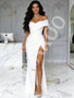 Shop 2026 ANNAKOO Off The Shoulder Satin Tulle Trumpet Mermaid Wedding Dress With Slit Under 179
