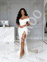 Shop 2026 ANNAKOO Off The Shoulder Satin Tulle Trumpet Mermaid Wedding Dress With Slit Under 179