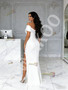 Shop 2026 ANNAKOO Off The Shoulder Satin Tulle Trumpet Mermaid Wedding Dress With Slit Under 179