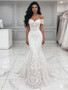 Shop 2026 ANNAKOO Off The Shoulder Trumpet Mermaid Lace Appliques Wedding Dress Under 249