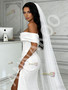 Shop 2026 ANNAKOO Off The Shoulder Trumpet Mermaid Satin Ruched Wedding Dress With Slit Under 189