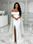Shop 2026 ANNAKOO Off The Shoulder Trumpet Mermaid Satin Ruched Wedding Dress With Slit Under 189