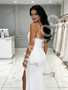 Shop 2026 ANNAKOO Spaghetti Straps Button Ruched A Line Wedding Dress With Slit Under 199
