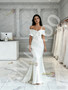 Shop 2026 ANNAKOO Off The Shoulder Trumpet Mermaid Satin White Wedding Dress Under 199