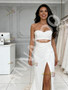 Shop 2026 ANNAKOO Satin Cut Out Sweetheart Sheath Column Wedding Dress With Slit Under 189