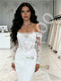 Shop 2026 ANNAKOO Off The Shoulder Tulle Trumpet Mermaid Lace Long Sleeve Wedding Dress Under 259