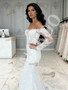 Shop 2026 ANNAKOO Off The Shoulder Tulle Trumpet Mermaid Lace Long Sleeve Wedding Dress Under 259