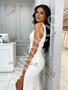 Shop 2026 ANNAKOO  V Neck Trumpet Mermaid Satin Wedding Dress WIth Slit Under 189