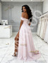 Shop 2026 ANNAKOO Pink Off The Shoulder Tulle Ruched Wedding Dress With Slit Under 198