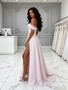 Shop 2026 ANNAKOO Pink Off The Shoulder Tulle Ruched Wedding Dress With Slit Under 198