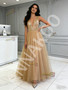 Shop 2026 ANNAKOO V Neck Sequin Tulle A Line Champagne Prom Dress Under 189