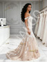 Shop 2026 ANNAKOO Champagne Tulle Off The Shoulder Trumpet Mermaid Lace Wedding Dress Under 189