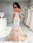 Shop 2026 ANNAKOO Champagne Tulle Off The Shoulder Trumpet Mermaid Lace Wedding Dress Under 189