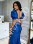 Shop 2026 ANNAKOO Royal Blue Trumpet Mermaid Puffy Sleeve Satin Prom Dress Under 189