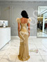Shop 2026 ANNAKOO Gold Sequin Feather V Neck Trumpet Mermaid Prom Dress Under 189