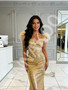 Shop 2026 ANNAKOO Gold Sequin Feather V Neck Trumpet Mermaid Prom Dress Under 189