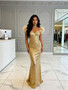 Shop 2026 ANNAKOO Gold Sequin Feather V Neck Trumpet Mermaid Prom Dress Under 189