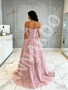 Shop 2026 ANNAKOO Off The Shoulder Pink Tulle Sparkle A Line Prom Dress Under 190
