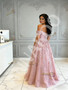 Shop 2026 ANNAKOO Off The Shoulder Pink Tulle Sparkle A Line Prom Dress Under 190